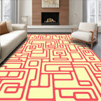 Crimson Maze Abstract Composition Rug