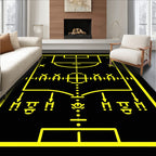 Yellow Football Field Lines Rug