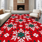Red Festive Snowflake Medallion Rug