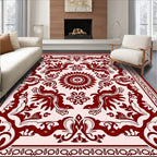 Ornate Crimson Bloom Corner Piece Rug