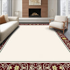 Rich Burgundy Gold Floral Border Rug