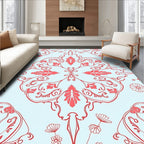 Coral Scrollwork Floral Light Blue Rug