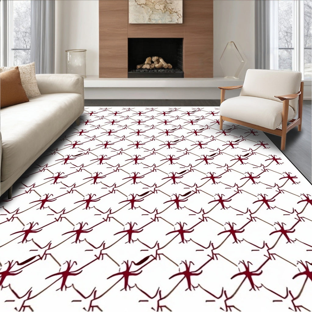 Muted Crimson Diamond Lattice Rug