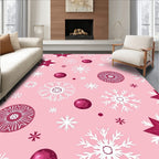 Pink Snowflake Christmas Balls Round Rug