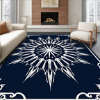Navy White Radial Starburst Frame Rug