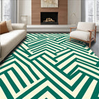 Emerald Ivory Interlocking Lines Rug