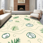 Green Fern Seashell Outline Rug