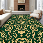 Emerald Gold Vine Scroll Medallion Rug