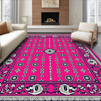 Vivid Pink Floral Medallion Border Rug