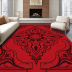 Vibrant Crimson Art Nouveau Medallion Rug