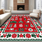 Holiday Icons Red Green White Field Rug