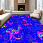 Vibrant Pink Swirl Abstract Waves Rug