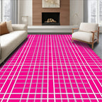 Hot Pink White Grid Composition Rug