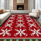 Red White Snowflake Medallion Rug