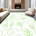 Light Green Leafy Vine Swirls Rug