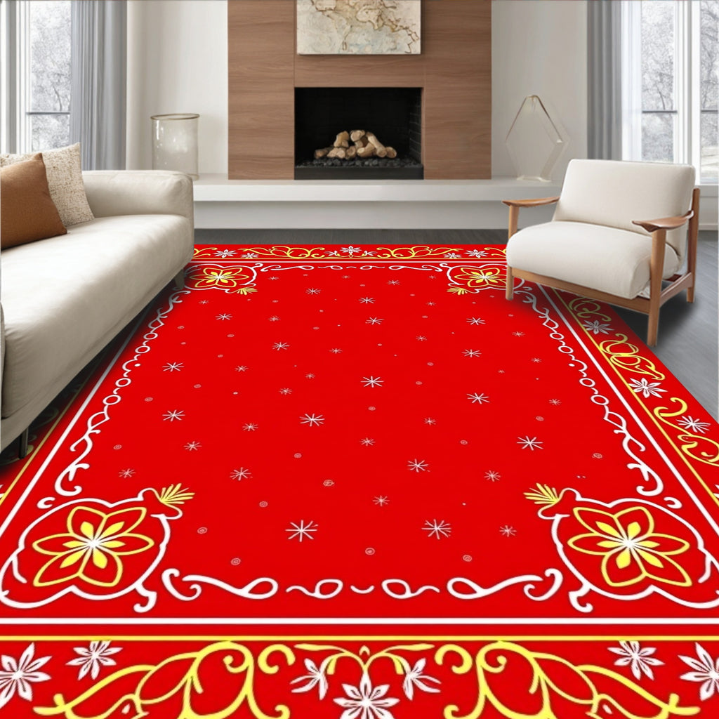 Radiant Golden Swirl Border Rug