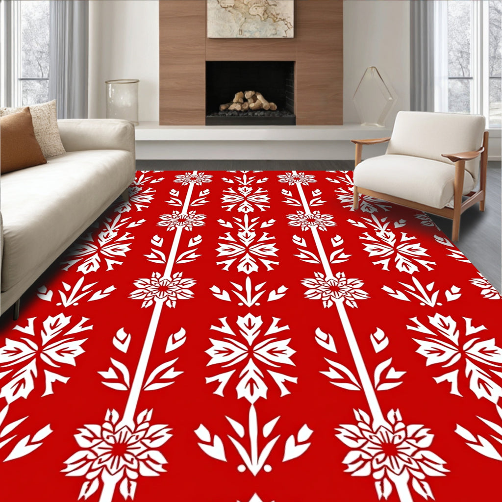 Crimson White Floral Stairway Rug