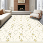 Pale Gold Lattice Vine Medallion Rug