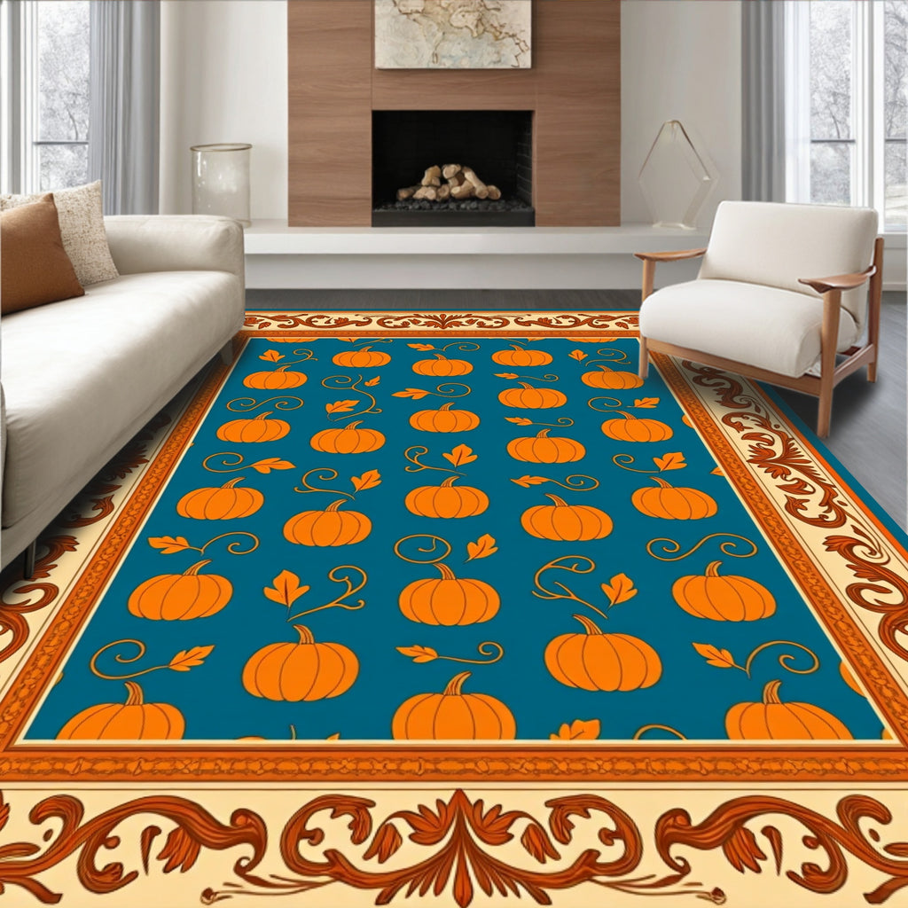 Pumpkin Swirl Border Rug
