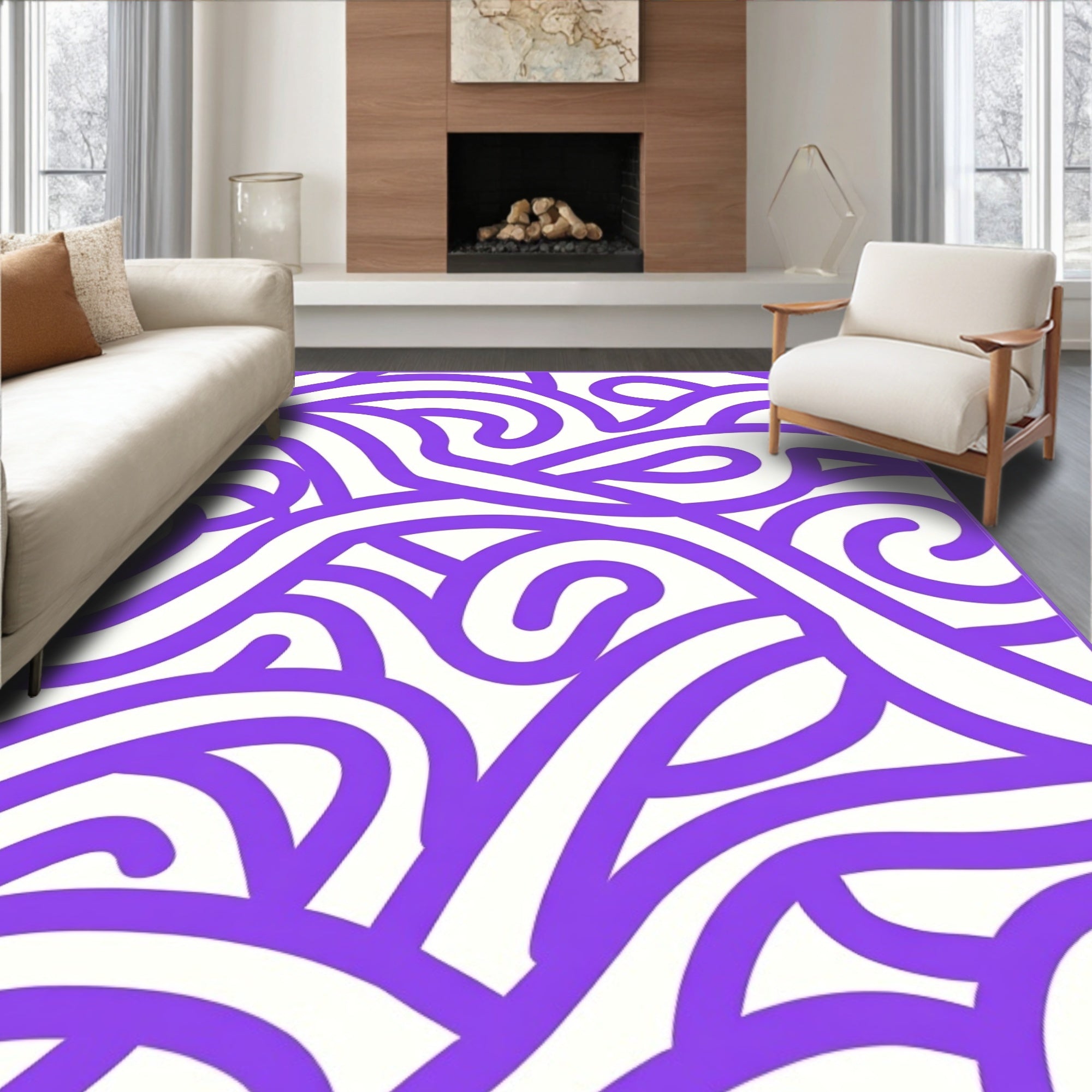 Vibrant Purple Swirl Abstract Rug