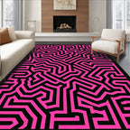 Bold Pink Maze Lines Rug