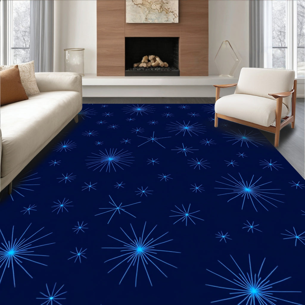 Deep Blue Radiant Starburst Cluster Rug
