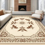 Ornate Brown Bird Sun Border Rug
