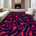 Crimson Swirl Abstract Organic Starbursts Rug