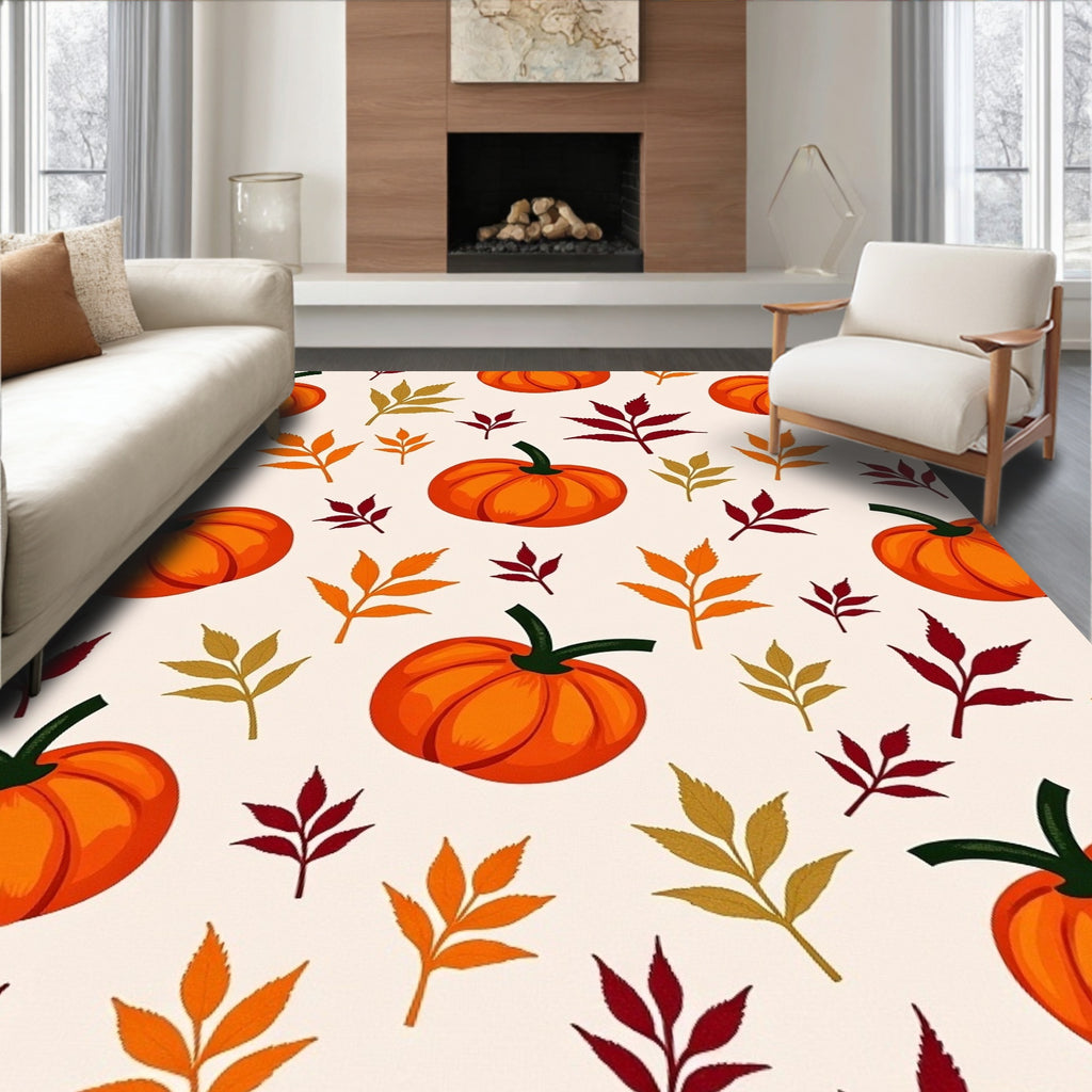 Autumn Pumpkin Leaf Medley Rug