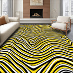 Bold Yellow Black Zebra Wave Rug