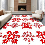 Crimson Snowy Star Repeating Motif Rug