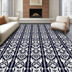 Monochromatic Tribal Stripe Medallion Rug