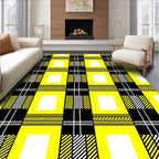 Bold Yellow Black Plaid Squares Rug