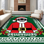 Festive Green Jolly Santa Portrait Rug