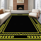 Bold Yellow Tribal Rectangular Border Rug