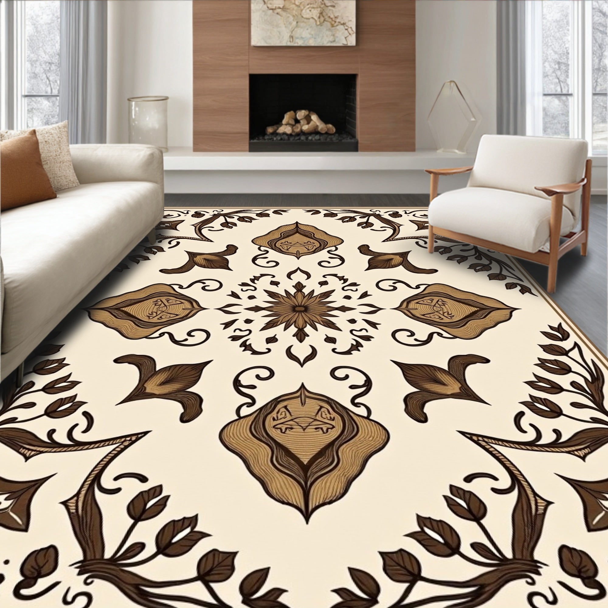 Earthy Tones Floral Crest Rug