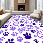 Whimsical Purple Paw Prints Background Rug