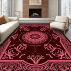Crimson Pink Ornate Medallion Border Rug