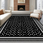 Black White Folk Art Figures Rug