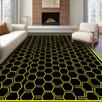 Bold Yellow Hexagon Grid Rug