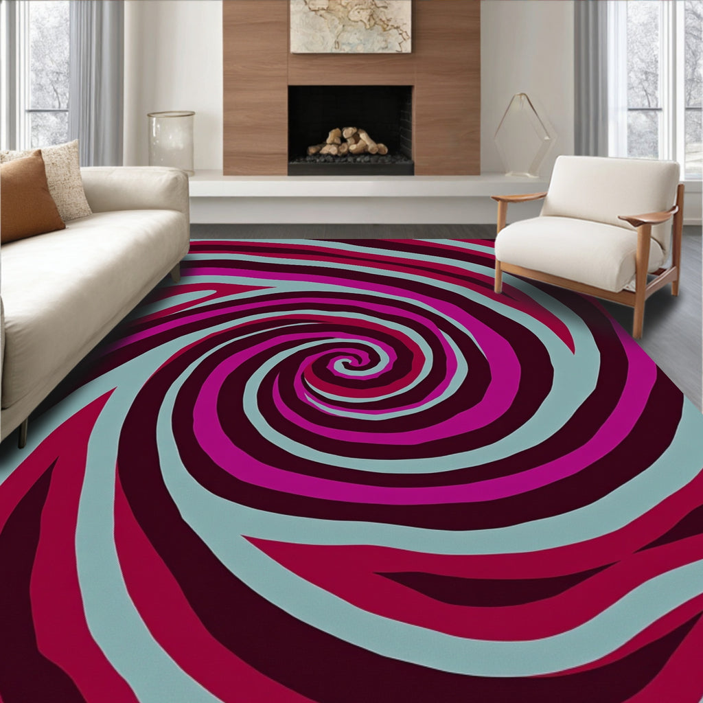 Crimson Magenta Swirl Abstract Rug