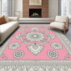 Elegant Pink Floral Mandala Arrangement Rug