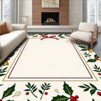 Red Holly Berry Bell Wreath Rug