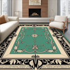 Ornate Teal Floral Scrollwork Rug