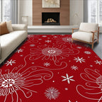 Crimson White Floral Snowflake Scatter Rug