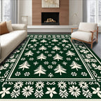 Forest Green Pine Tree Border Rug