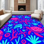 Vibrant Coral Sea Turtle Aquatic Scene Rug