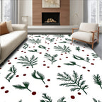 Dark Green Pine Sprigs Red Dot Rug