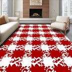Bold Red White Houndstooth Check Rug