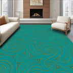 Teal Golden Swirls Wave Rug